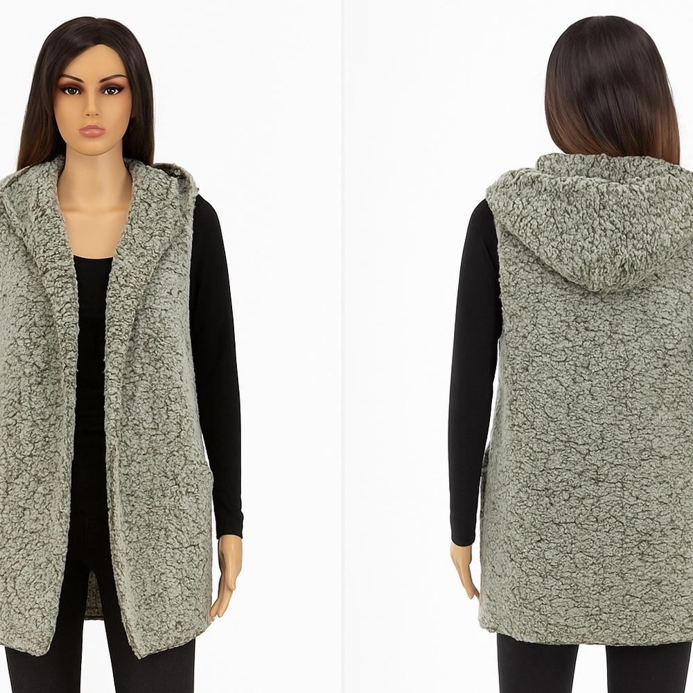 Love Tree Teddy Bear Vest Hoodie Olive Color‎ Sizes S,M NWT